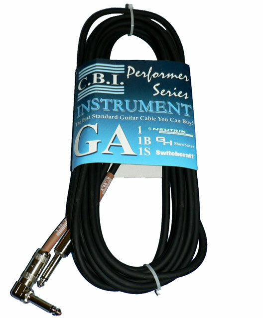 C.B.I. Cables GA1B All American Series 20ft Instrument Cable with 1 x Right Angle Jack